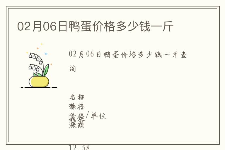 今日鸭蛋最新价格动态分析